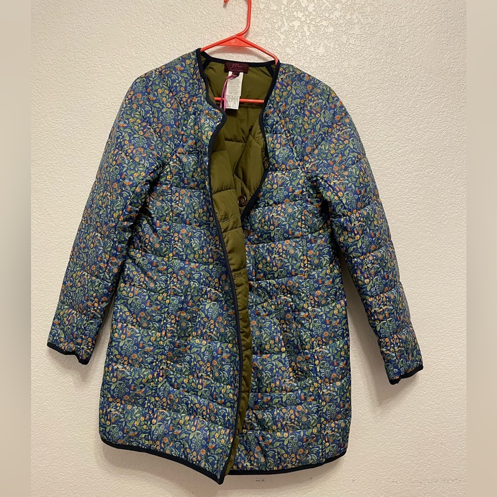 J. Crew x Liberty Fabric Reversible Puffer Coat